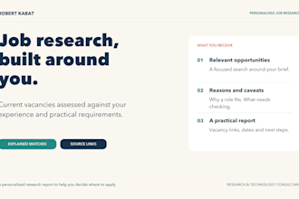 research current jobs matching your CV and deliver a clear report