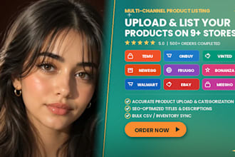 upload products on temu onbuy vinted newegg fruugo bonanza walmart ebay meesho
