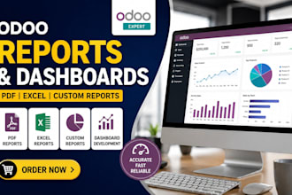 develop odoo reports, PDF reports, excel reports and odoo dashboards
