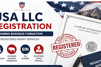 usa llc registration, wyoming business formation, ein, registered agent services