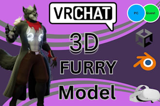 custom 3d model vrchat furry nsfw avater compatible for both pc and quest