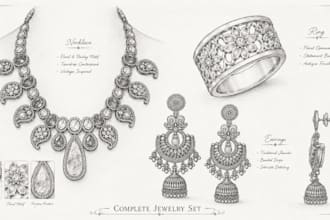 draw custom jewelry sketches for rings, pendants, and fine jewelry illustration