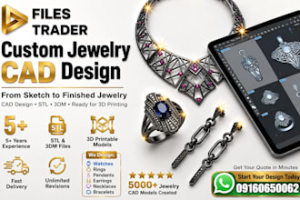 do parametric jewelry cad design, watch cad design, pendant cad and print stl