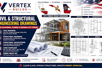 civil structural engineering drawings for california florida georgia city permit