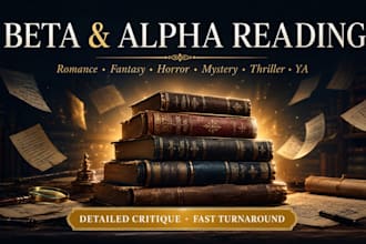 alpha or beta read romance fantasy horror mystery thriller fiction ya novel