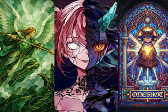 design stained glass art, mosaic pattern illustration, logo and character art
