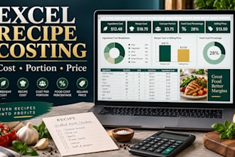 create a custom excel recipe costing and food cost calculator
