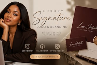 design luxury signature logo and branding kit, social media kit