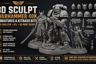 3d sculpt your warhammer 40k miniatures, kitbash bits dnd tabletop stl 3d print