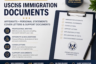 draft uscis immigration affidavits, personal statements and cover letters