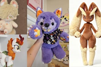 create custom plush toy cute plushies stuffed animal oc character crochet kawaii