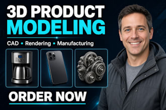 create 3d cad product design, 3d cad model, 3d cad product rendering from sketch