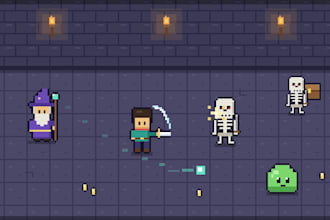 create pixel art character sprite sheet with idle, walk and attack animation
