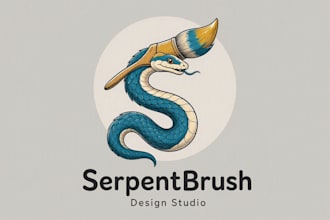 design eye catchy surreal snake brush logo in express delivery