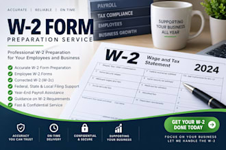 prepare w2, w3, 1040 tax return and payroll for employees and businesses