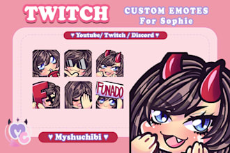 design cute custom anime chibi emotes for twitch and discord