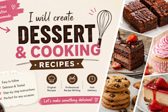 create delicious dessert recipes, baking recipes, and cooking instructions