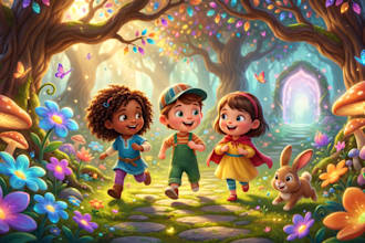 do 3d ai kids animation video 3d children storybook illustration 3d kid book