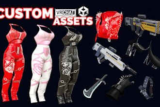 model custom vrchat outfit, vrchat assets, props accessories  3d vrchat clothing