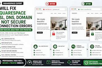 fix squarespace SSL, dns, domain and not secure connection errors