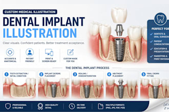 illustrate dental implant procedure for patient consultations