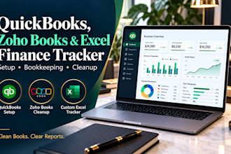 setup quickbooks accounting bookkeeping excel finance tracker zoho books cleanup