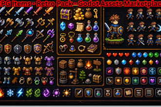 create pixel art game ui assets rpg items retro pack godot assets  marketplace