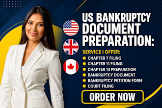 prepare chapter 7, chapter 13 and chapter 11 bankruptcy documents