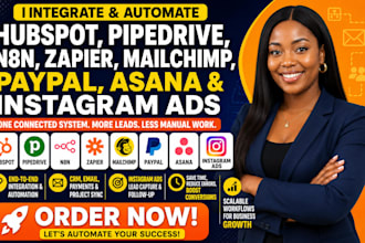 hubspot pipedrive n8n zapier mailchimp paypal asana instagram ads integration