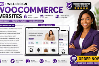 design woocommerce websites, digital stores, subscription sites and marketplaces