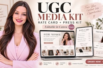 design a ugc media kit rate card and press kit on canva for content creators
