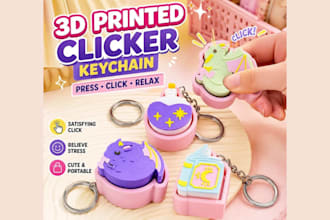 custom 3d fidget clicker flexi toy keychain stl file 3mf for 3d printing in 24hr
