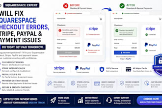 fix squarespace checkout errors, stripe, paypal and payment issues