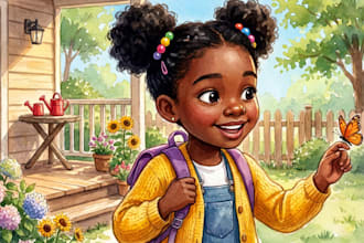 watercolor children storybook illustration children christian book and kids book