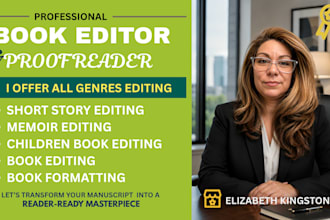 do short story editing, memoir, children book, book editing, and book formatting