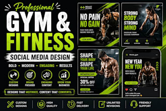 design professional gym and fitness social media posts