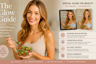 design skincare ebook, beauty guide, lead magnet and canva workbook