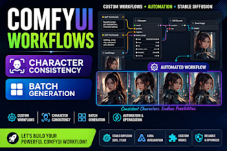 create custom comfyui workflows for character consistency and batch generation