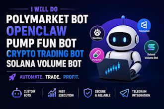 do polymarket bot, openclaw, pump fun bot crypto trading bot, solana volume bot