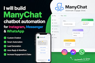 build manychat chatbot automation for instagram messenger, whatsapp