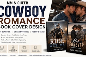 design your mm and queer cowboy romance book cover for kdp