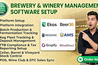 setup brewery and winery software via ekos beer30 kegshoe ams grapify winedirect