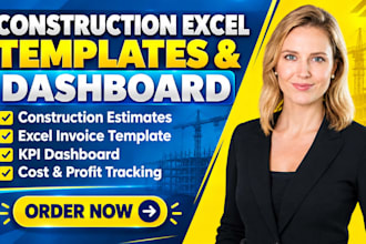 create construction estimate, invoice, excel template and KPI dashboard