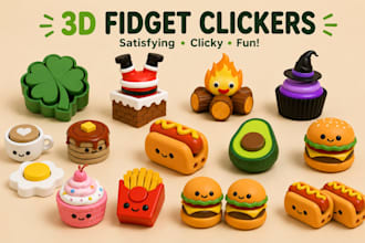 design custom 3d fidget clicker toy stl 3mf for 3d printing