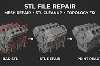 repair, fix your stl file, edit custom stl file modification for 3d printing