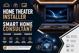 design home theater installer smart home consultant framer banner website