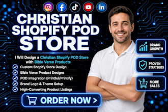 design a christian shopify pod store with bible verse products