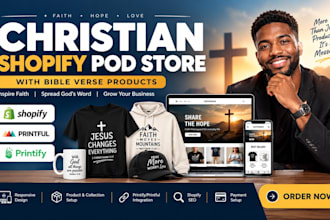 design a christian shopify pod store with bible verse products