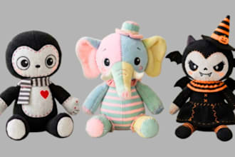 design custom plush toy tech pack and sewing pattern for manufacturing
