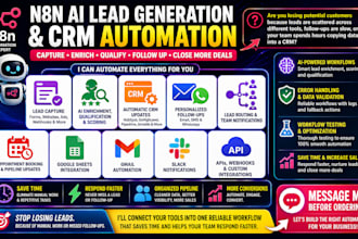 build n8n ai lead generation enrichment follow up , CRM  automation for business